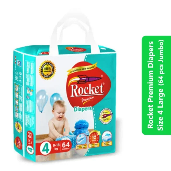 Rocket Premium Diapers Size 4 Large (64 pcs Jumbo)